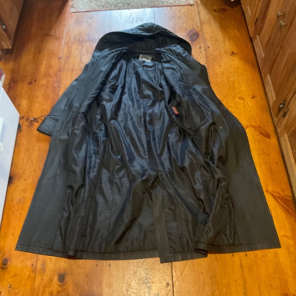 Vintage 100% Leather Hooded Trench - Picture 10 of 16